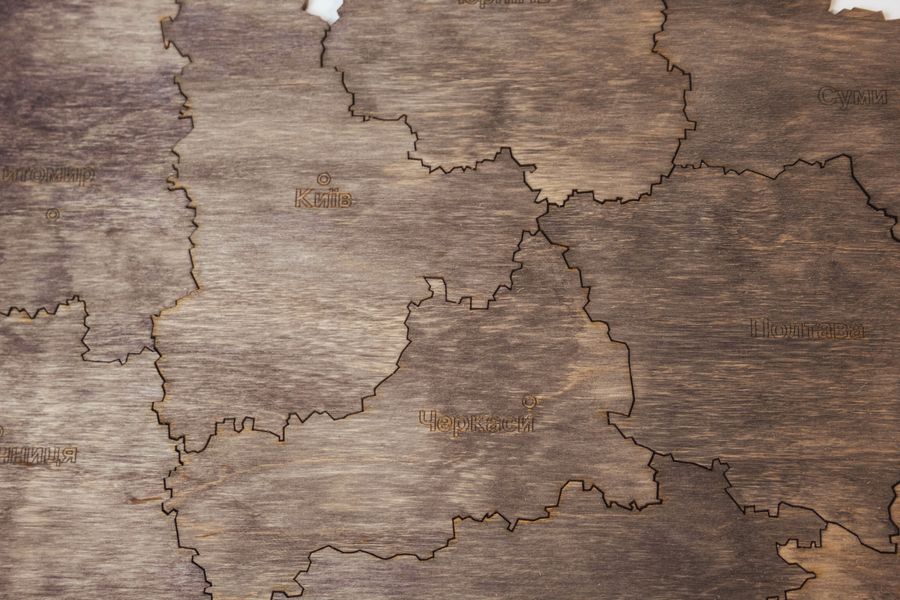 Дерев'яна карта України L темна - 3D пазл