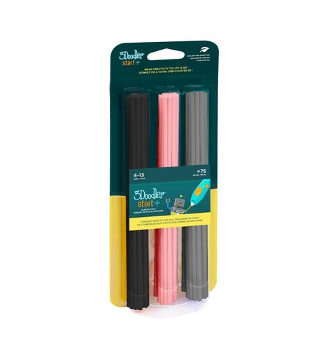 Набір стрижнів для 3D-ручки 3Doodler Start - Мікс (75 шт: чорний, рожевий, сірий ), черный, розовый, серый