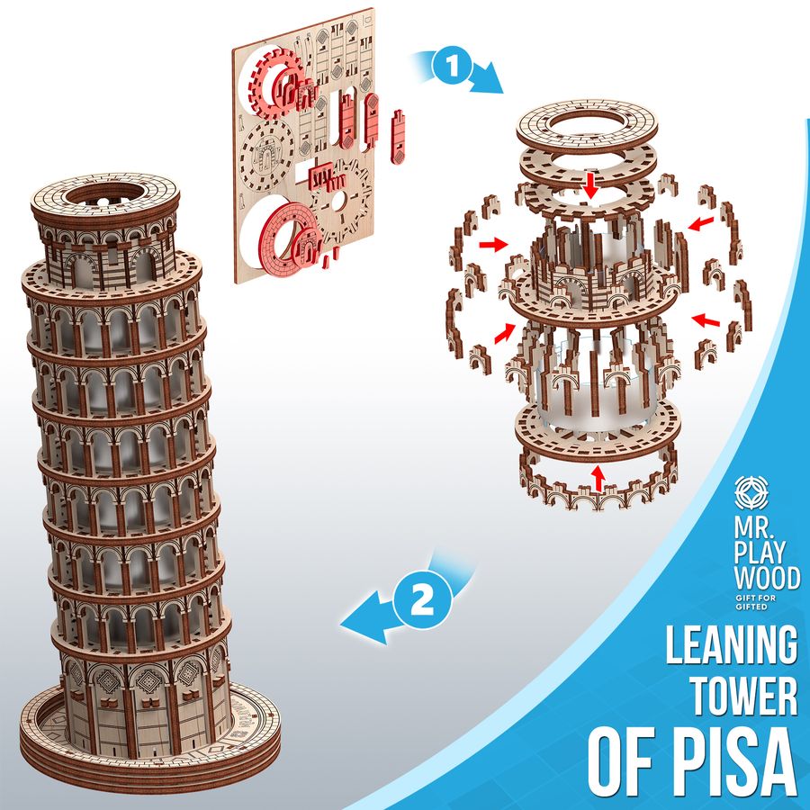 Механічний 3D пазл Пізанська вежа Mr.Playwood