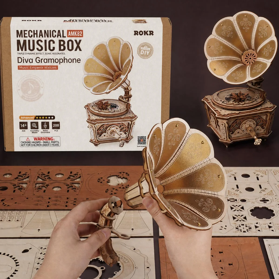 Механічний 3D пазл музична скринька Diva Gramophone Robotime