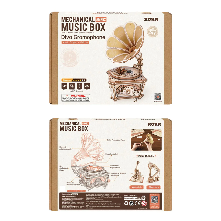 Механічний 3D пазл музична скринька Diva Gramophone Robotime