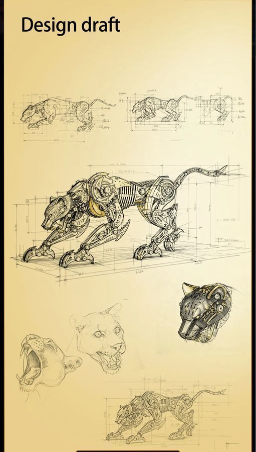 Металевий конструктор Механічний Гепард (mechanical cheetah yellow)