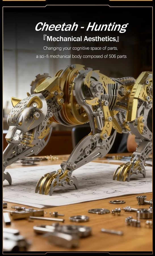 Металевий конструктор Механічний Гепард (mechanical cheetah yellow)