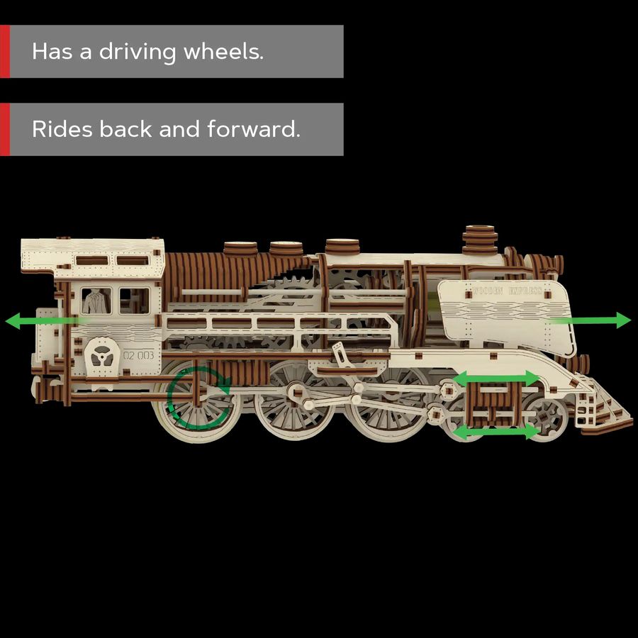 Механічний 3D пазл Дерев'яний експрес WOODEN.CITY
