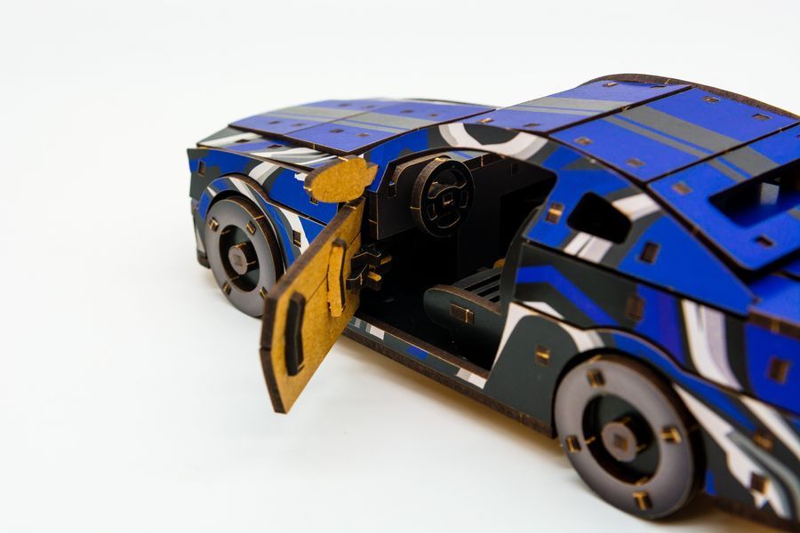 Дерев'яний 3D конструктор Muscle car GT (синя)