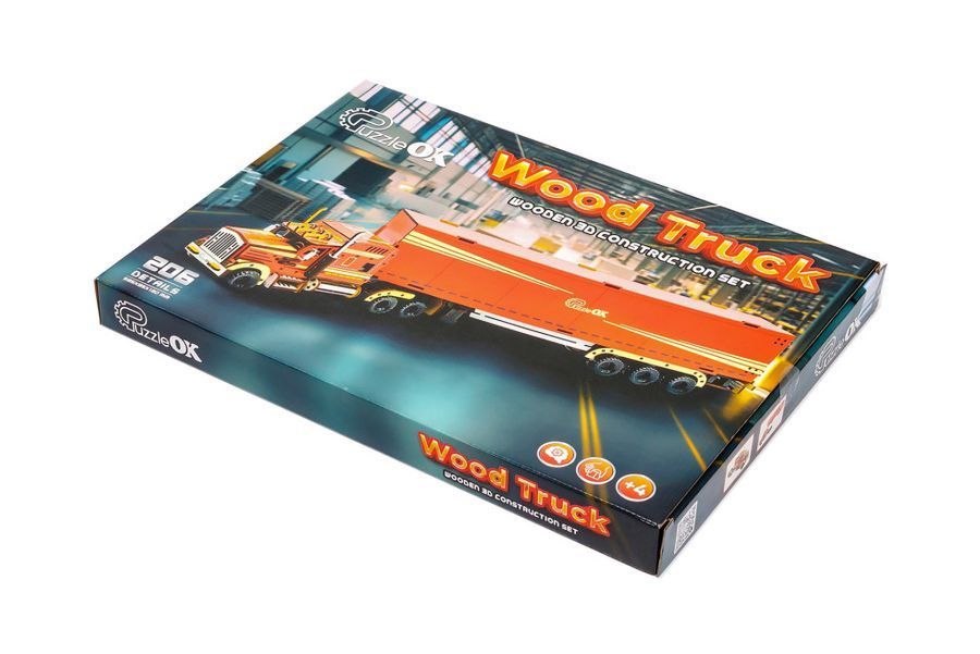 Дерев'яний 3D конструктор Тягач з напівпричепом Wood Truck