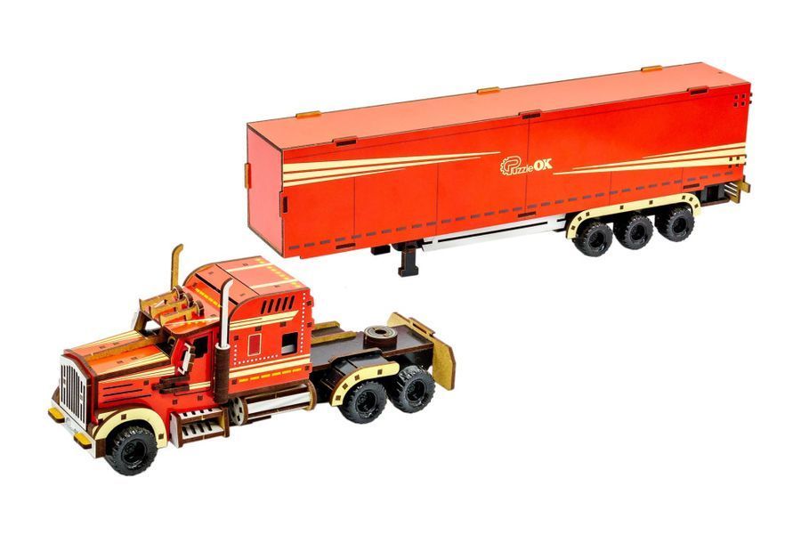 Дерев'яний 3D конструктор Тягач з напівпричепом Wood Truck