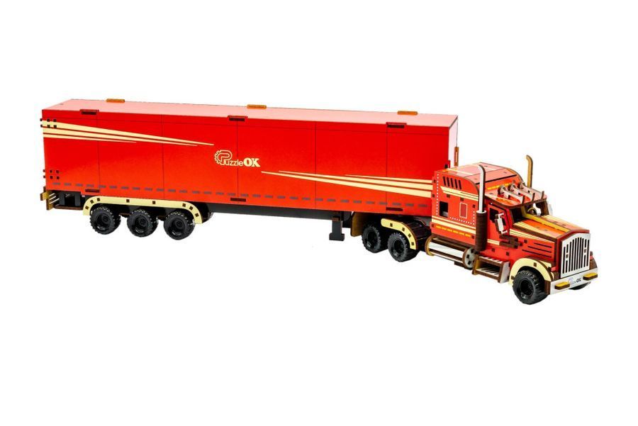 Дерев'яний 3D конструктор Тягач з напівпричепом Wood Truck