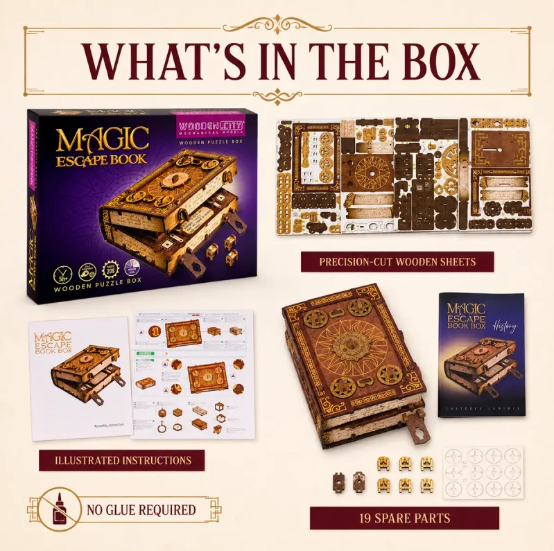 Механічний 3D пазл квестбокс Magic Escape Book WOODEN.CITY