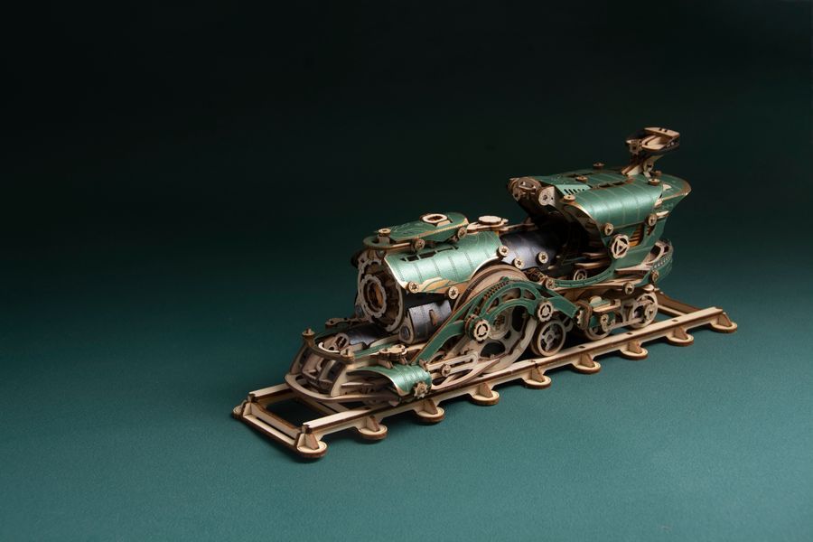 Механічний 3D пазл Бронепотяг Steampunk Train зелений