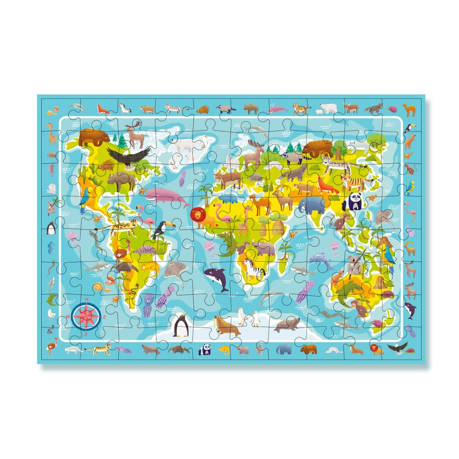 Пазл DoDo Карта Світу Тваринки