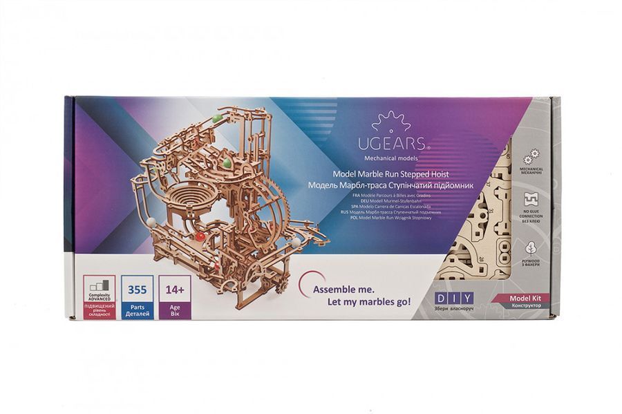 Механічний 3D пазл Марбл-траса Ступінчатий підйомник UGEARS