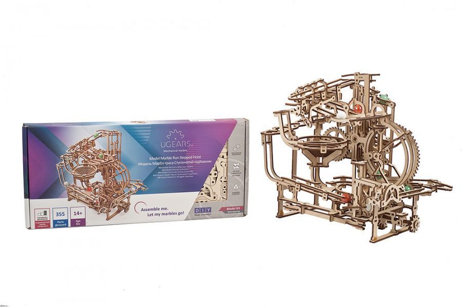 Механічний 3D пазл Марбл-траса Ступінчатий підйомник UGEARS
